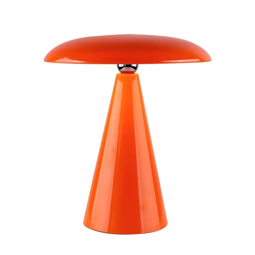 Lampe de table vita orange vif avec base conique et abat-jour champignon à l’allure vintage et modernité décorative
