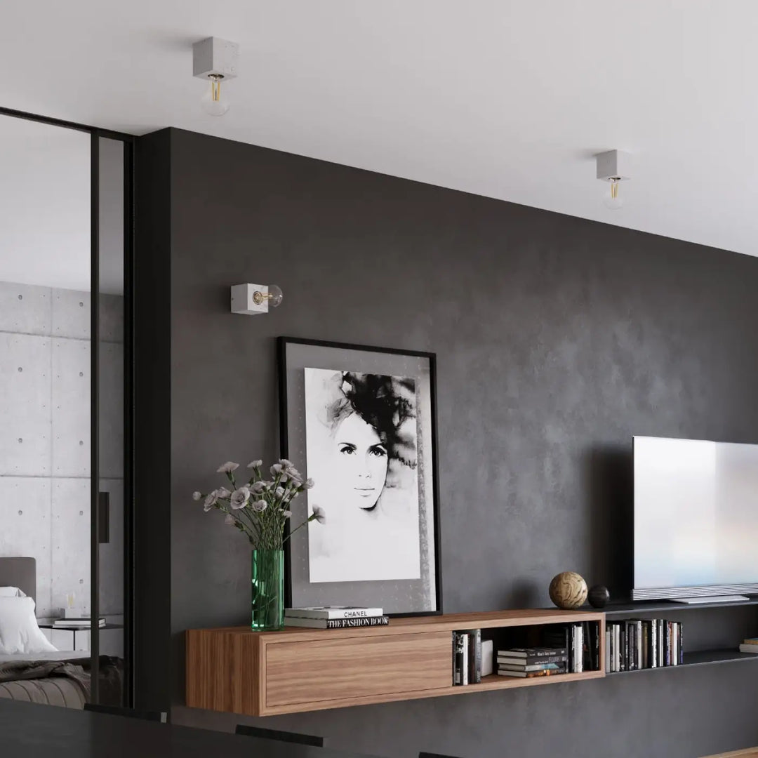 Lampe de table béton ariz avec luminaires de plafond minimalistes blanc carré style loft bureau ariz