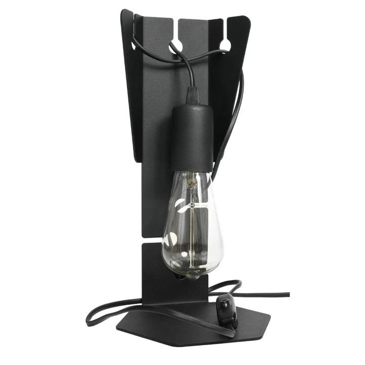 Lampe de table arby noire en métal avec ampoule en verre clair et cordon noir pour décoration d’intérieur moderne bureau arby
