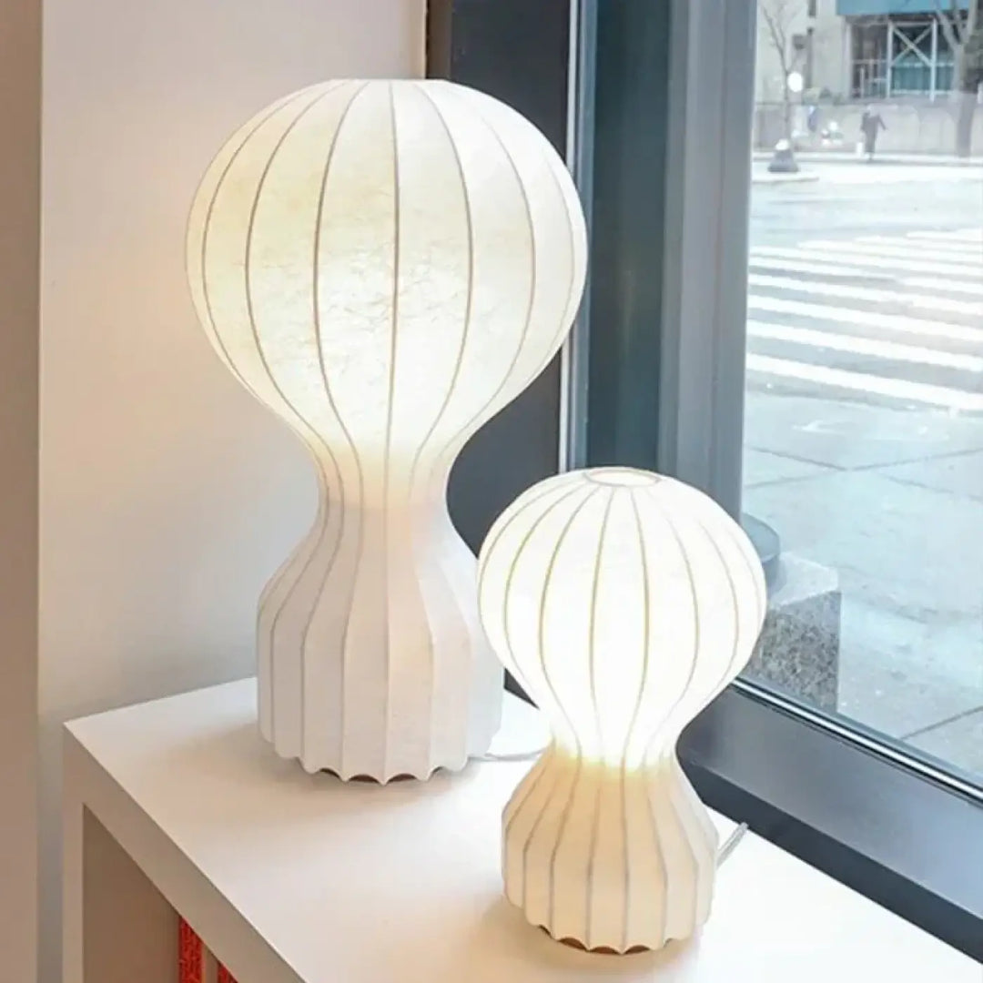 Lampe de table lanna deux lampes blanches en forme de ballon avec une lumière douce émise de l’intérieur