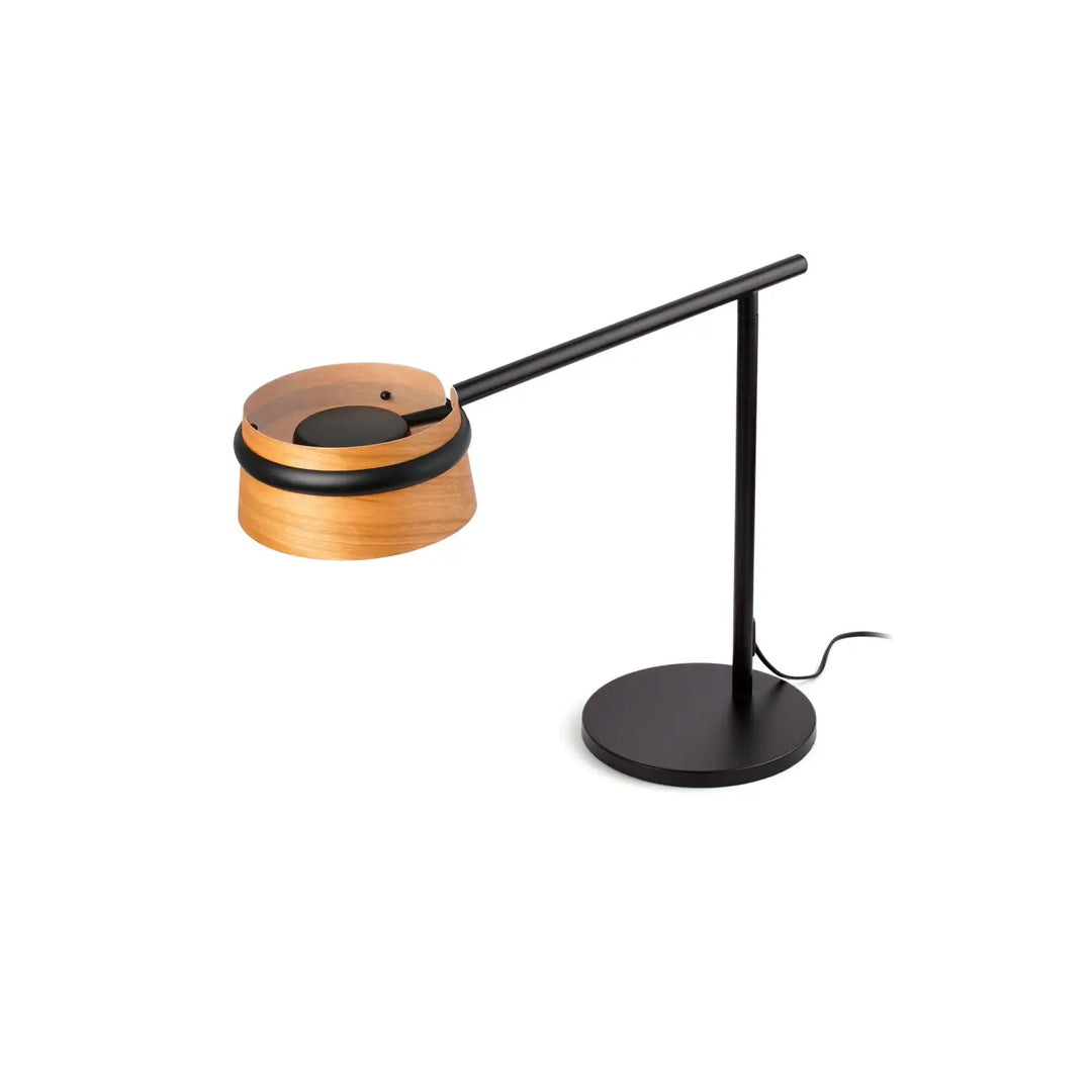 Lampe de table Loop en cerisier et métal noir de Faro Barcelona
