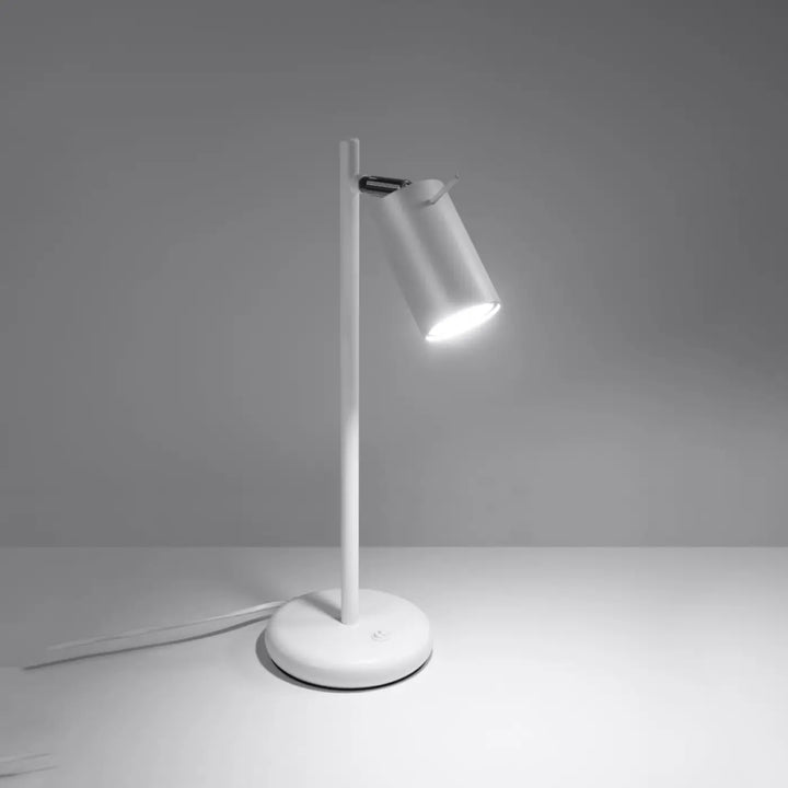 Lampe de table ring blanc avec abat-jour cylindrique et bras réglable idéale pour bureau design et décoration d’intérieur moderne