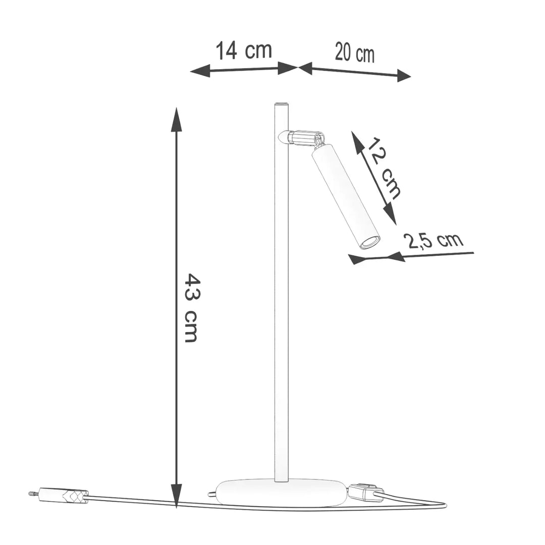 Lampe pastelo noire minimaliste à led pour bureau pastelo avec base cylindrique et matériaux robustes