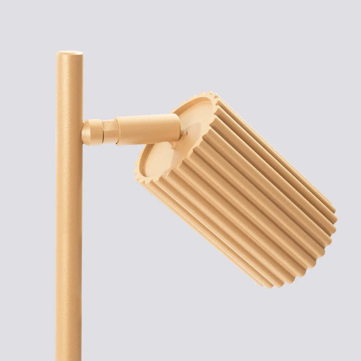 Lampe a poser karbon or beige ribbed with matte metal stand featuring ampoules gu10 interchangeables design minimaliste