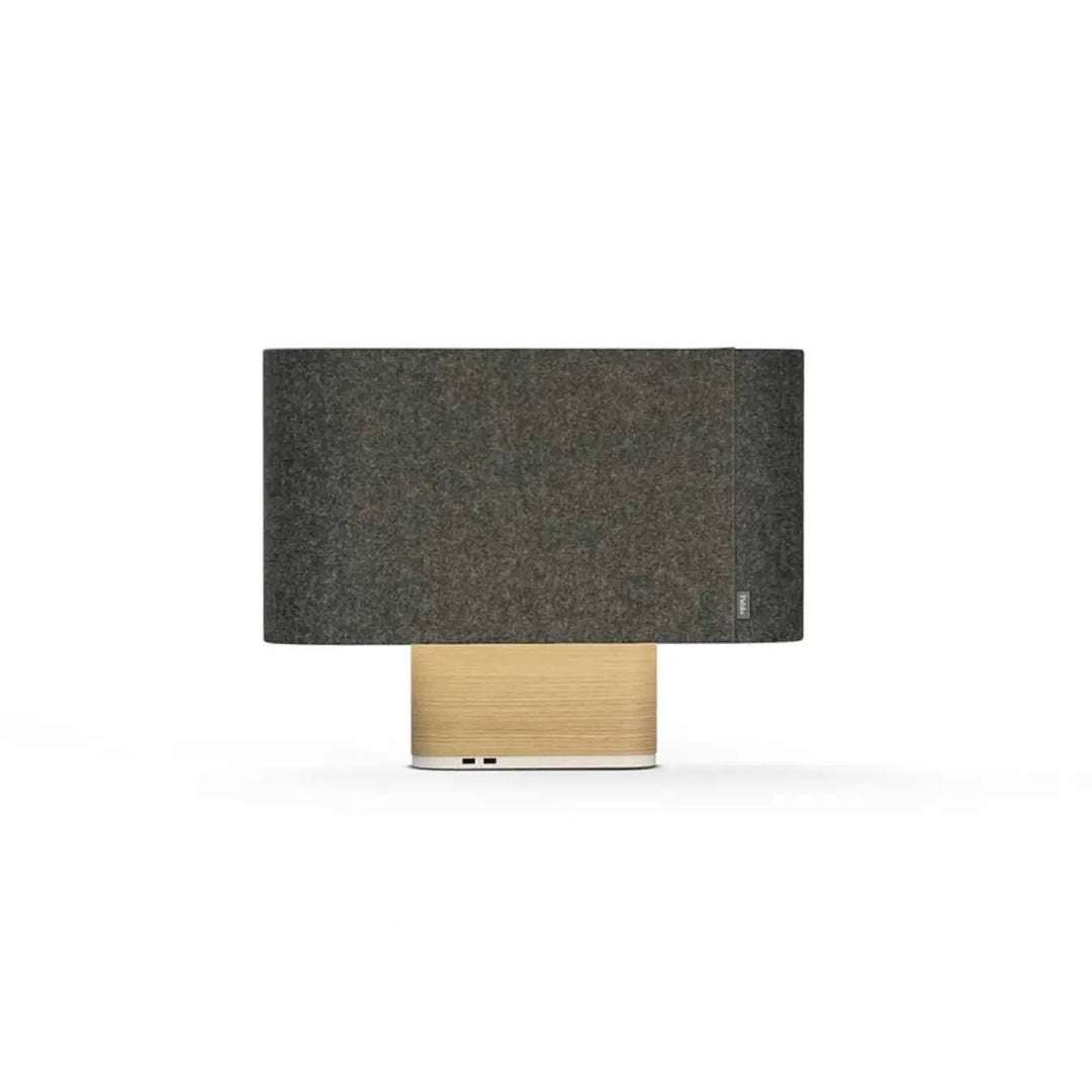 Lampe de table Belmont, abat-jour gris anthracite et socle en chêne