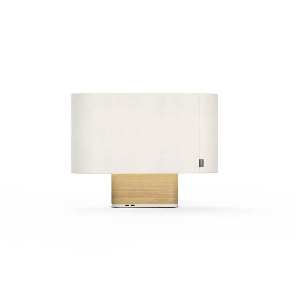 Lampe de table Belmont, abat-jour blanc et socle en chêne