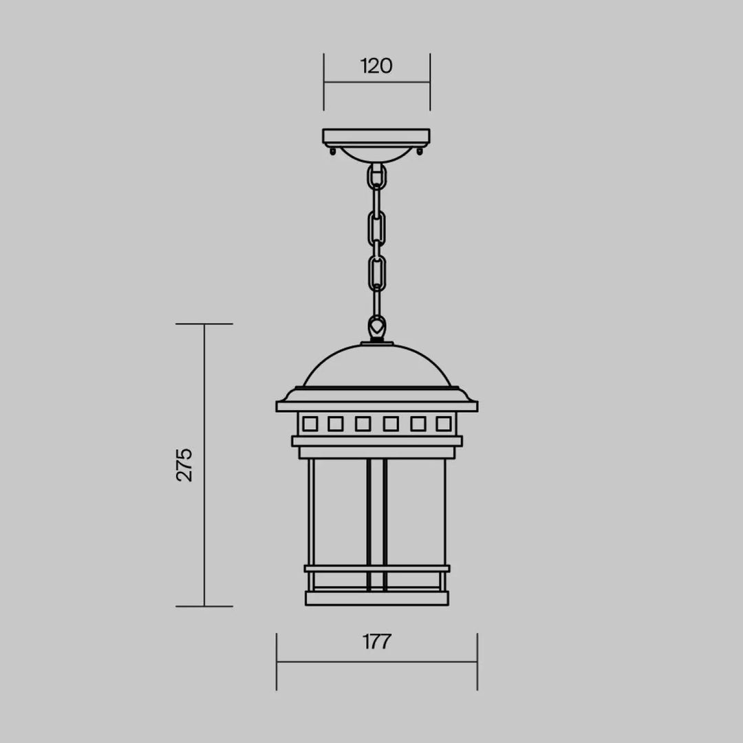 Lanterne suspendue salamanca classique en métal avec toit en dôme et panneaux décoratifs idéale aux porches