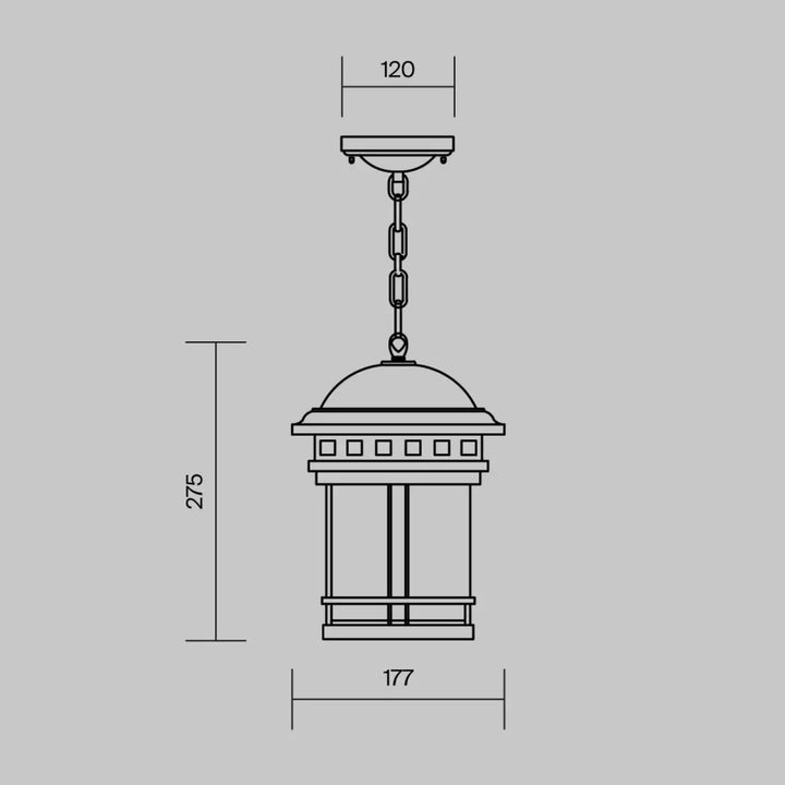 Lanterne suspendue salamanca classique en métal avec toit en dôme et panneaux décoratifs idéale aux porches