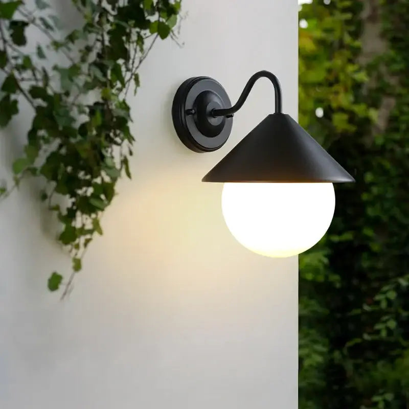 Luminaire Extérieur Design Moderne Noir Et Verre Blanc