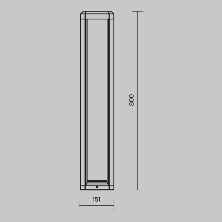 Luminaire extérieur royal mile led de 800mm avec cadre noir et panneaux en verre clair pour usage extérieur