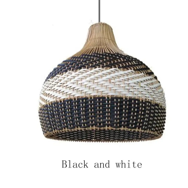 Luminaire noir et blanc en rotin design écologique et chic