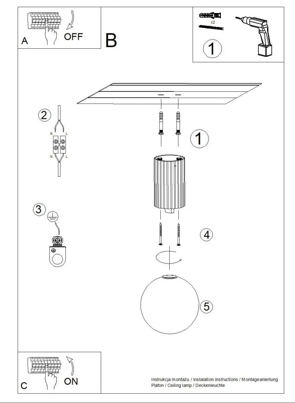 Schéma d'installation du luminaire