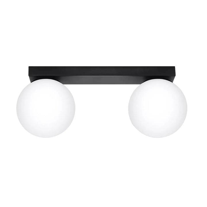 Luminaire plafonnier yoli 2 noir avec deux globes sphériques givrés classe à part pour un éclairage mural moderne