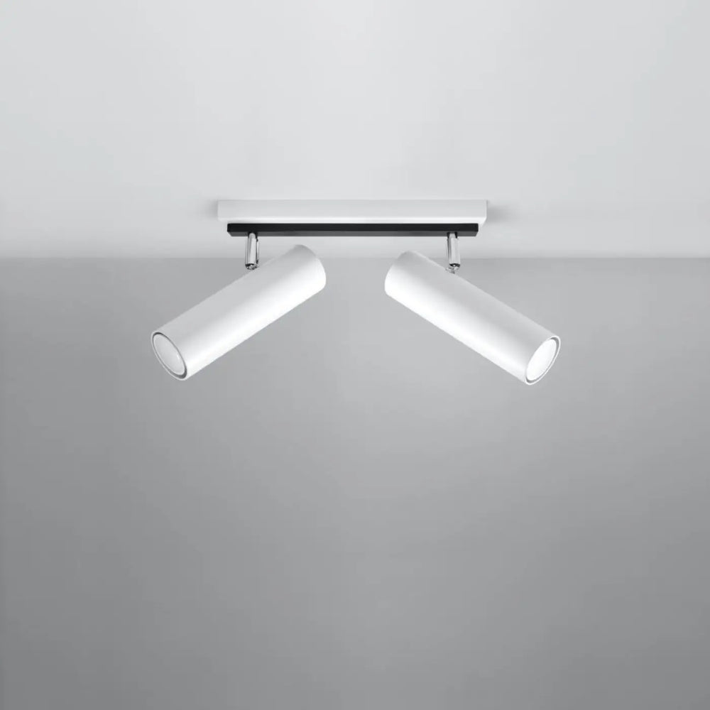 Luminaire plafonnier direzione 2 blanc avec éclairage élégant et accents chrome pour un plafond minimaliste