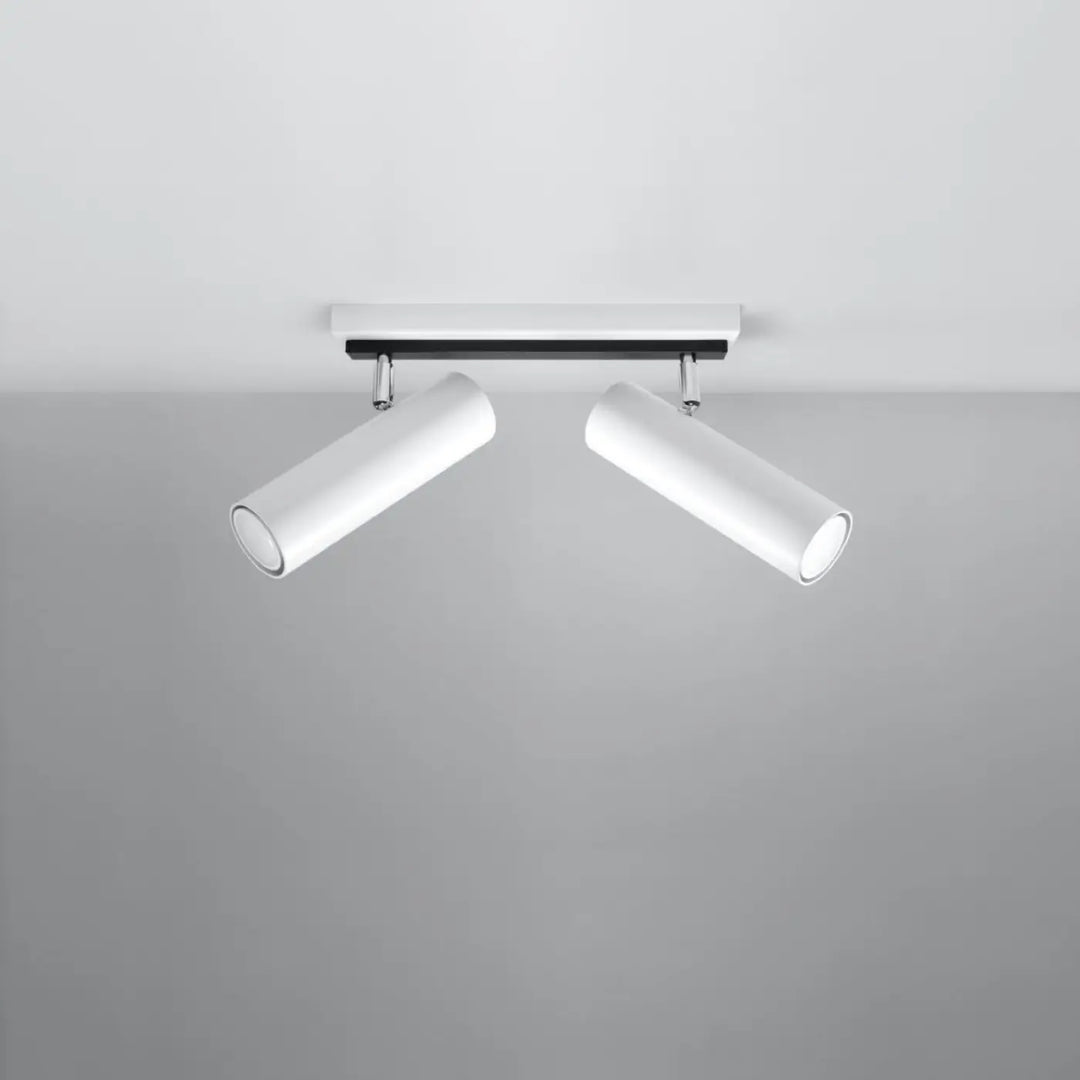 Luminaire plafonnier direzione 2 blanc avec éclairage élégant et accents chrome pour un plafond minimaliste