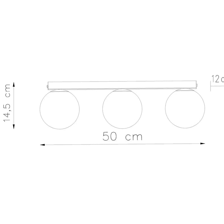 Plafon yoli trois lumières avec barre rectangulaire élégante et ampoules circulaires blanches pour une classe à part