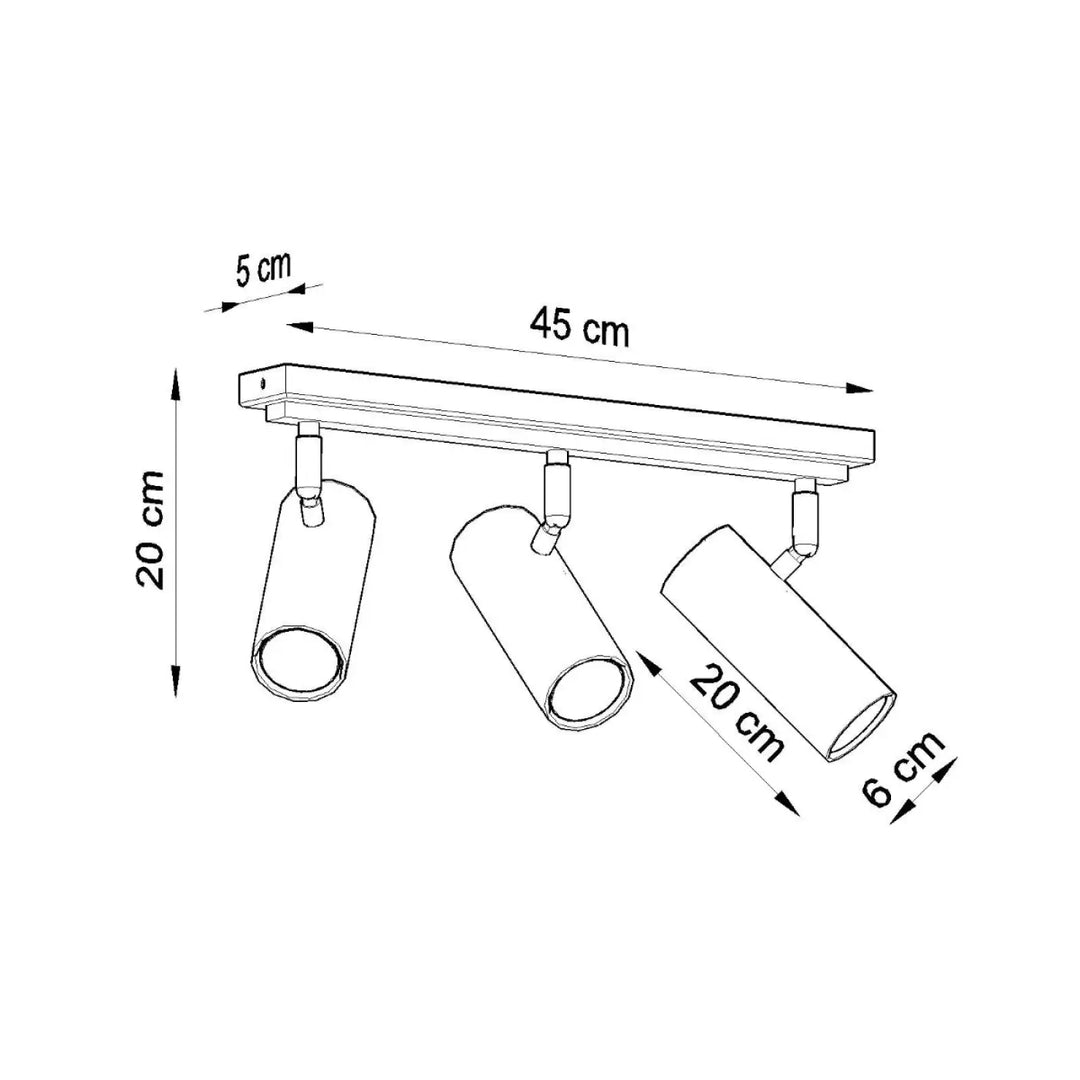 Luminaire plafonnier direzione 3 blanc avec trois spots cylindriques ajustables pour un éclairage élégant plafond minimaliste