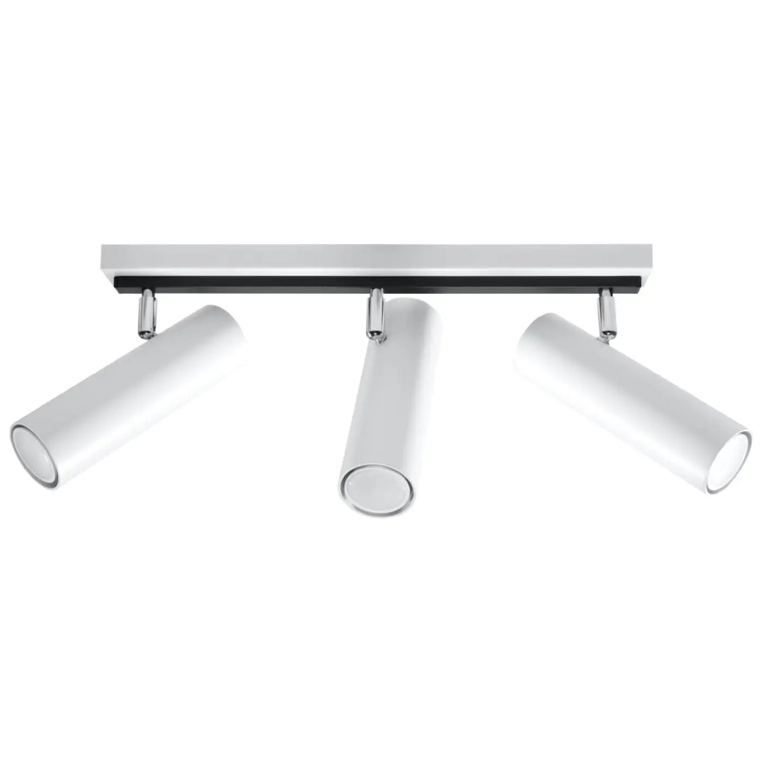 Luminaire plafonnier direzione 3 blanc spotlight cylindre blanc chrome avec trois bras réglables pour éclairage élégant plafond minimaliste