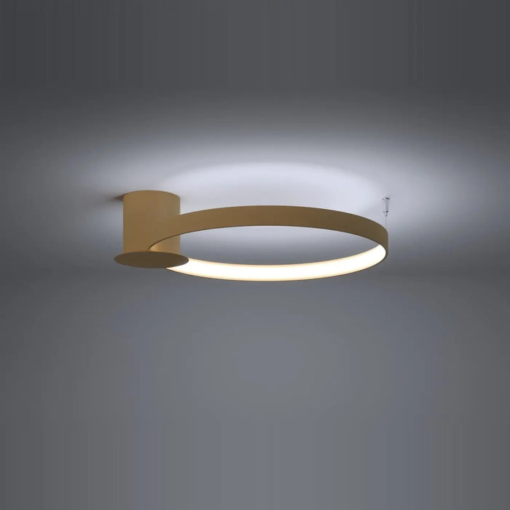 Plafonnier rio doré circulaire moderne avec modules led intégrés et efficacité lumineuse élevée pour intérieur élégant