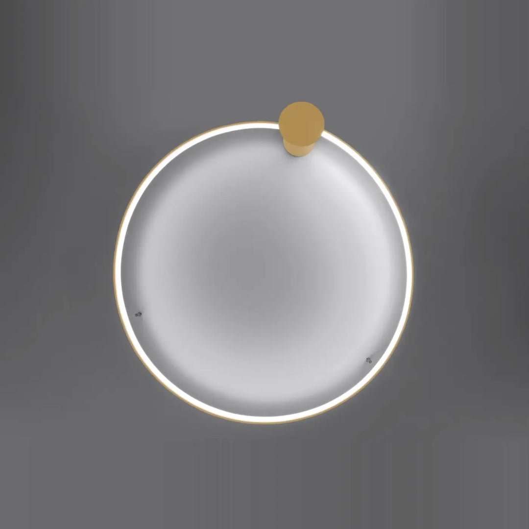 Luminaire plafonnier rio 55 doré avec cadre circulaire illuminé à modules led pour une efficacité lumineuse élevée