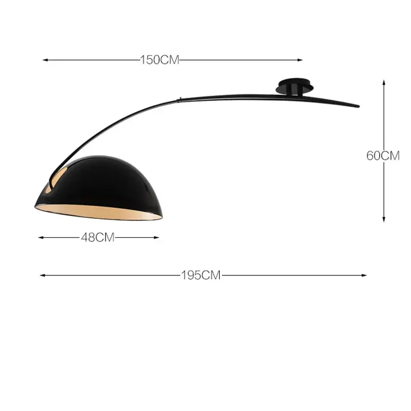 Luminaire plafonnier en arc moderne noir pour salon