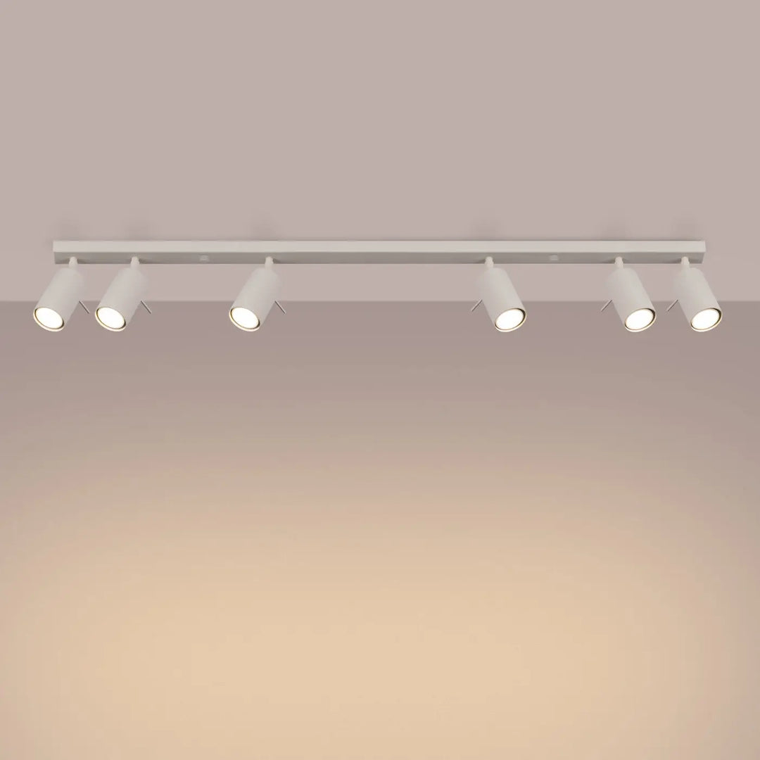 Luminaire plafonnier beige lampe ring à 6 spots ajustables pour éclairage flexible et minimalisme moderne
