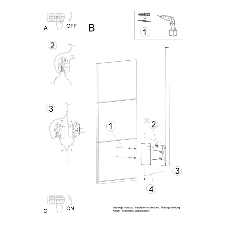Applique murale lahti 70 led 3000k beige avec design moderne minimaliste et panneaux en verre dépoli