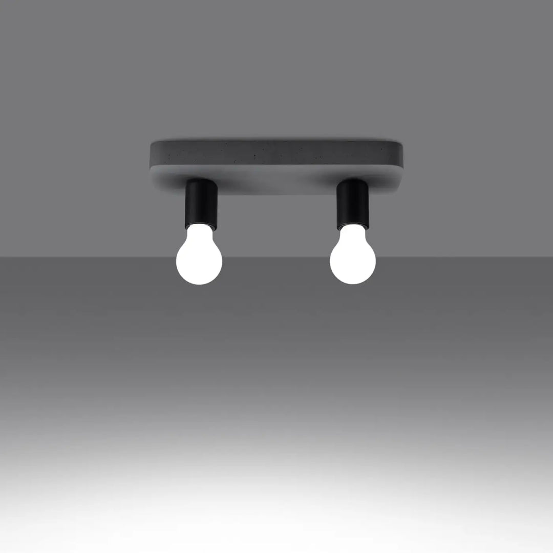 Plafonnier tavo gris béton moderne avec deux ampoules apparentes pour une ambiance unique et l’esthétique moderne