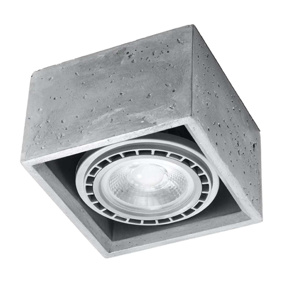 Luminaire plafonnier béton quatro gris carré encastré avec spot intégré pour plafond quatro sentez mieux
