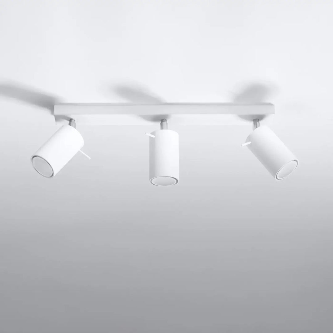 Luminaire plafonnier ring 3 blanc avec trois spots ajustables sur barre minimaliste que vous pouvez facilement installer