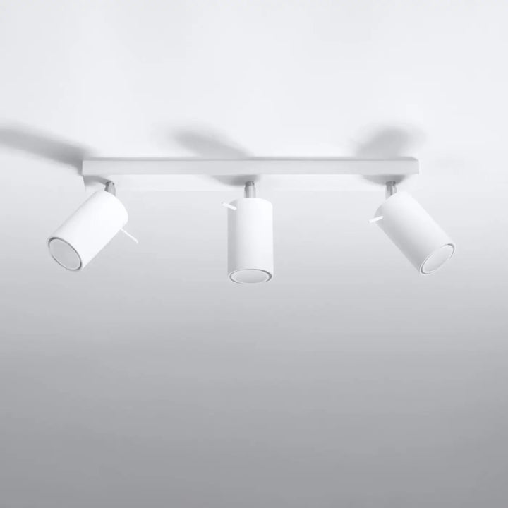 Luminaire plafonnier ring 3 blanc avec trois spots ajustables sur barre minimaliste que vous pouvez facilement installer