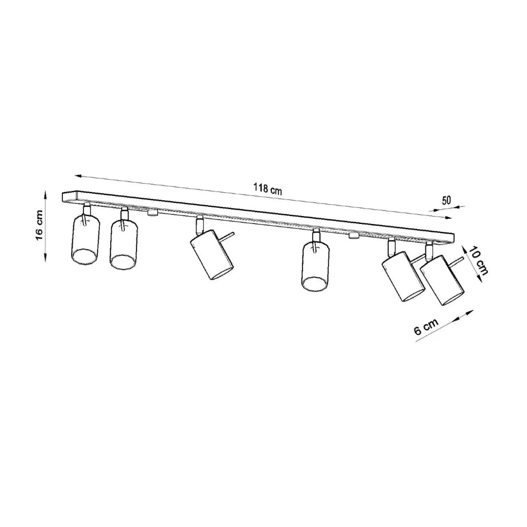 Luminaire plafonnier ring 6l blanc avec bras réglables et spots cylindriques en verre pour atmosphère intérieure moderne