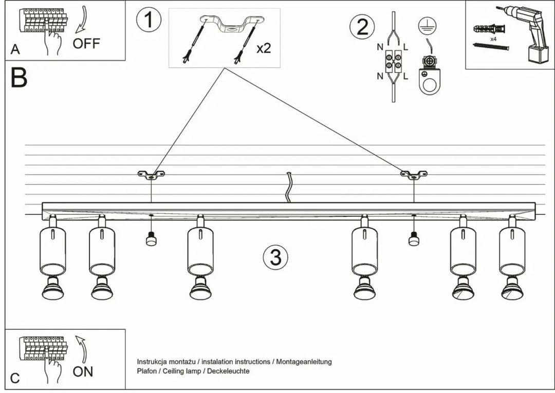 Luminaire plafonnier ring 6l blanc avec bras réglables pour une atmosphère intérieure élégante et plafonnier suspendu moderne