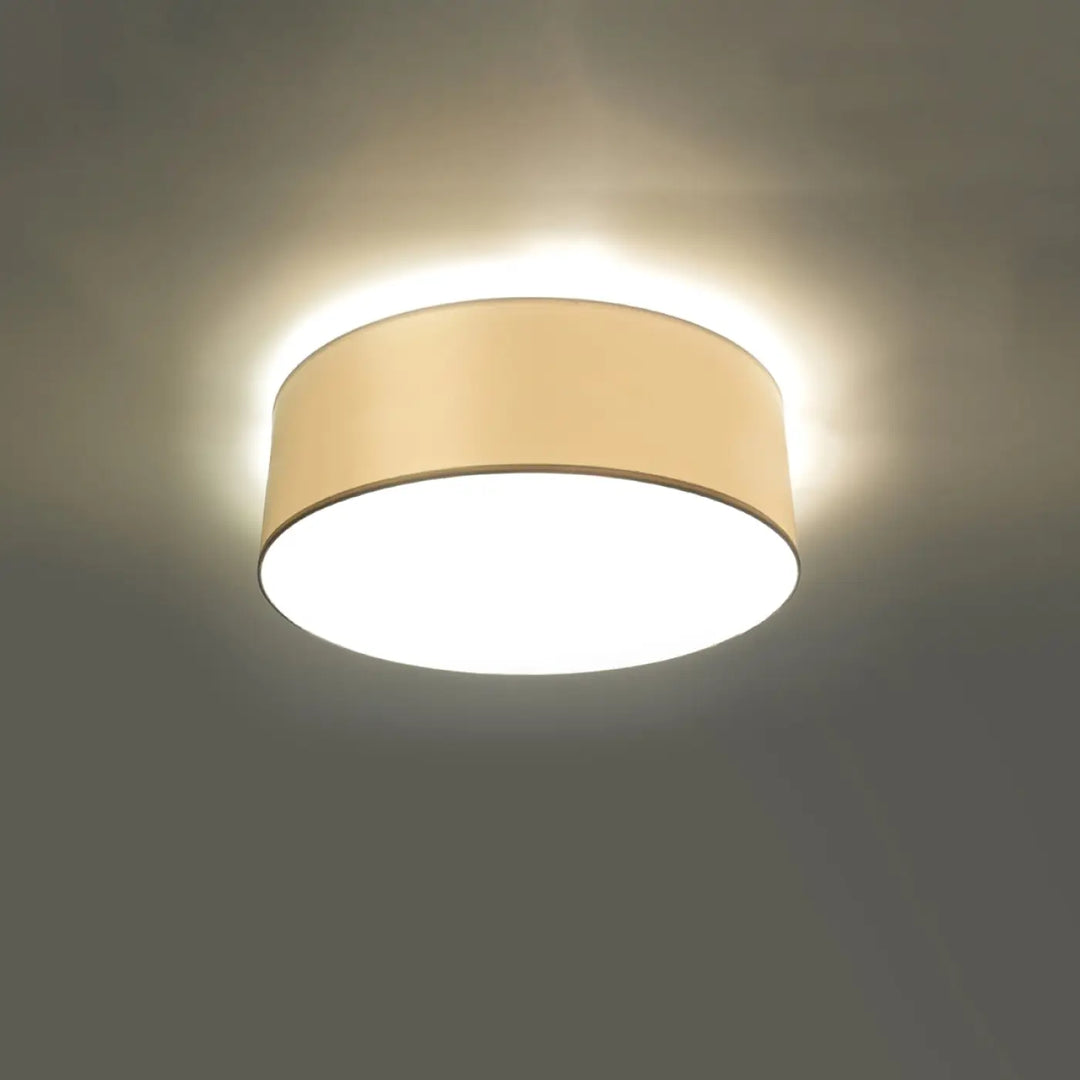Luminaire plafonnier arena blanc beige cylindrique avec éclairage polyvalent diffus et forme riche plafonnier rond