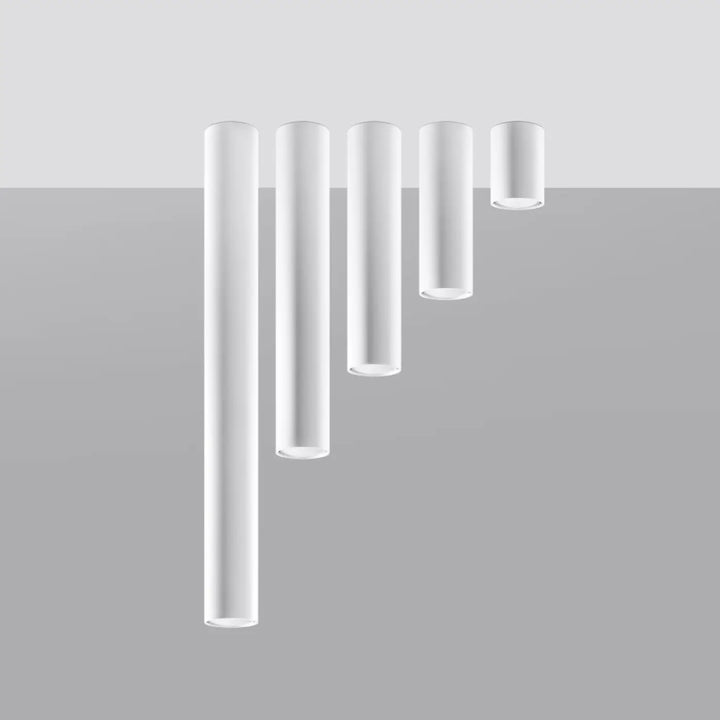 Set de cinq plafonniers lagos blanc cylindriques minimalistes en verre dépoli pour une élégance moderne et lumière fonctionnelle
