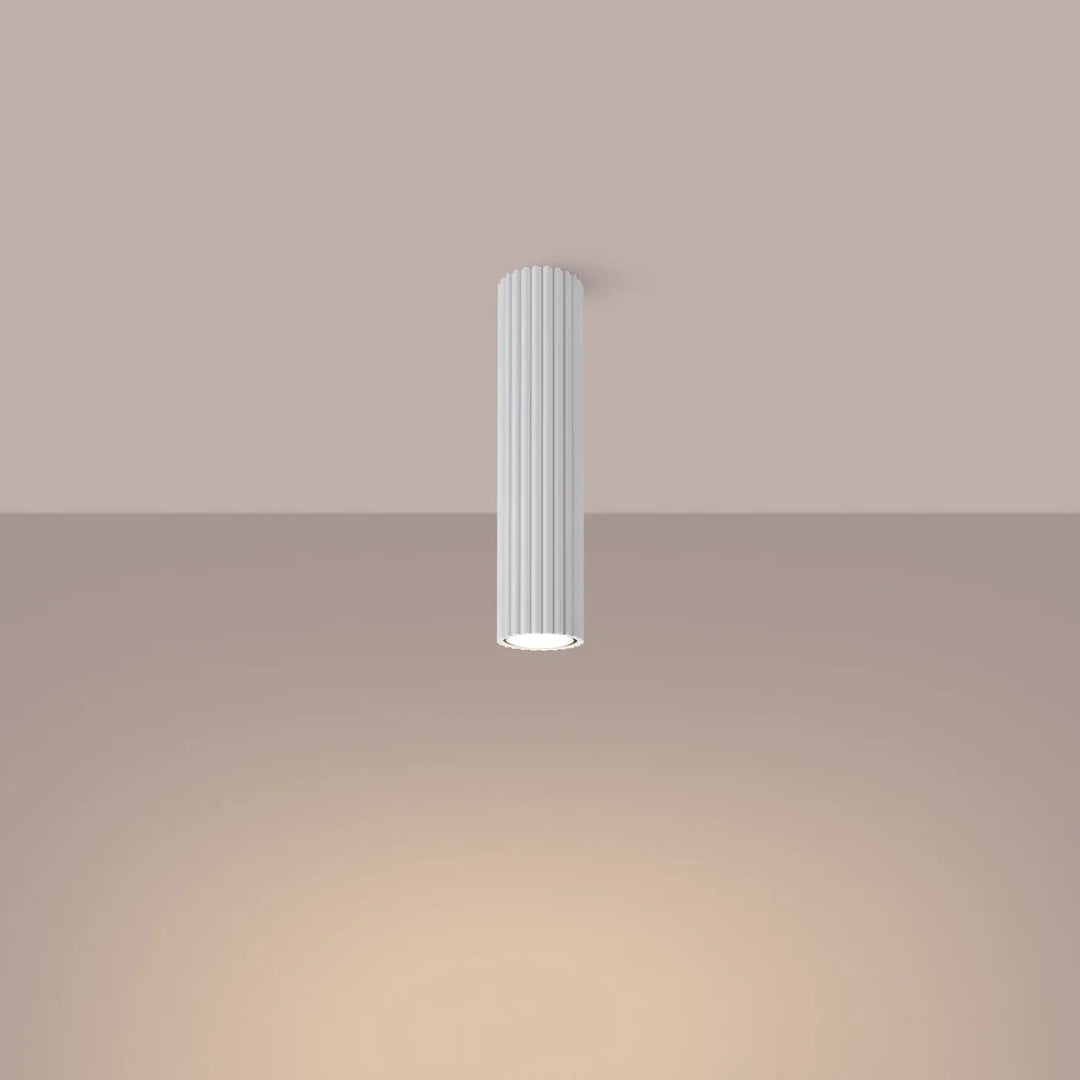 Plafonnier karbon allie design minimaliste blanc cylindre fluté avec ampoules gu10 interchangeables à lumière chaude