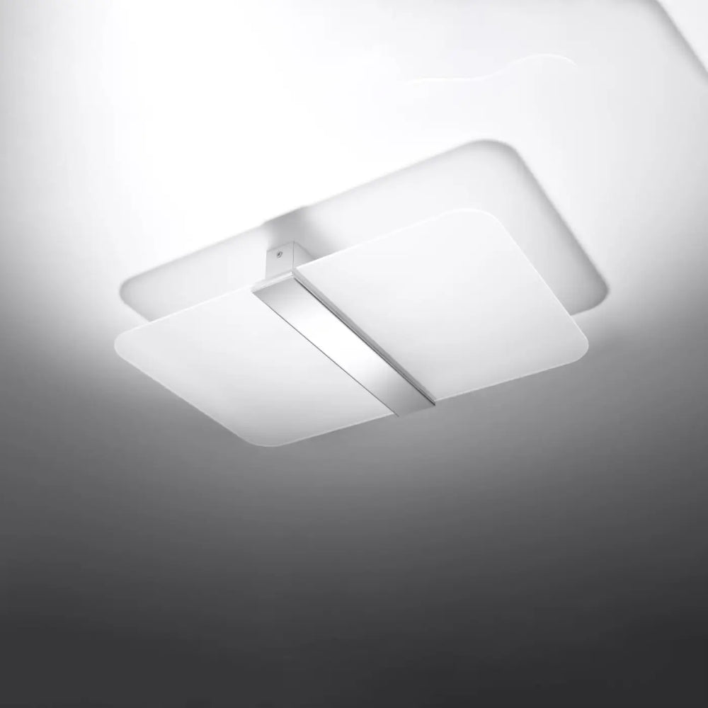 Luminaire plafonnier azalia blanc verre met avec design minimaliste et accent métallique, idéal pour chambre à coucher fonctionnelle