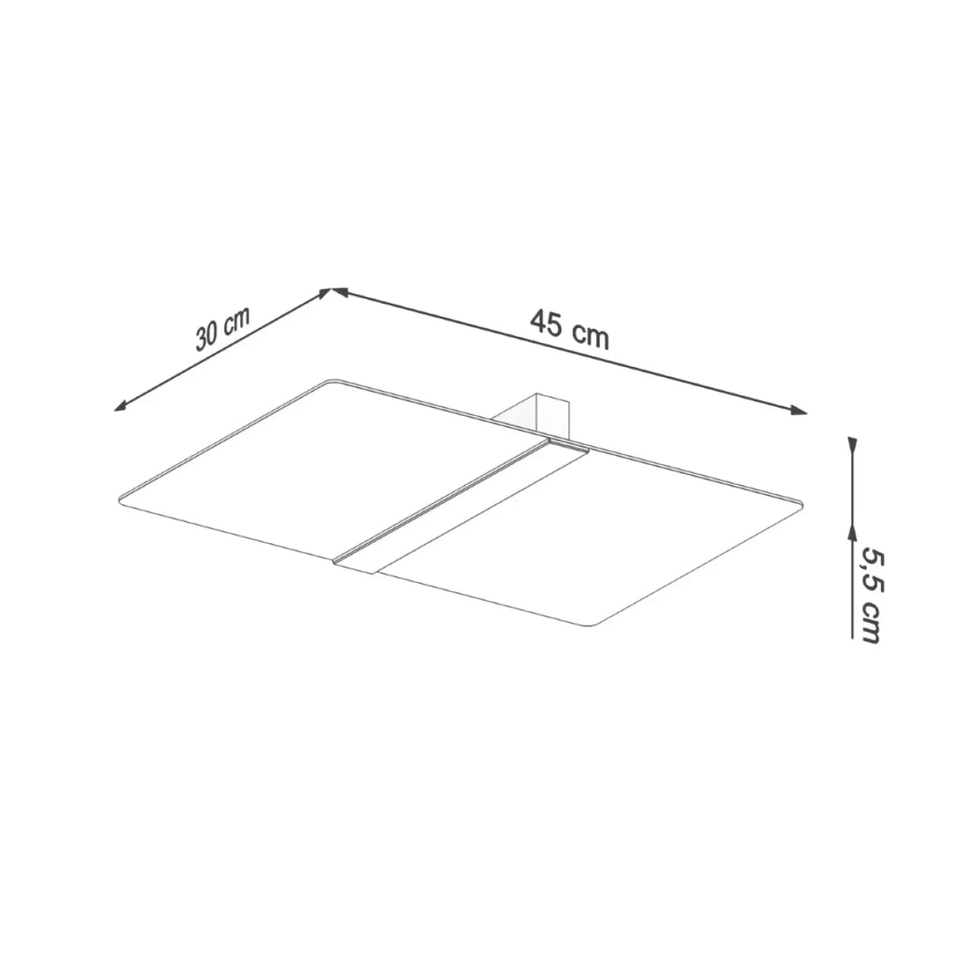 Luminaire plafonnier azalia en verre blanc met minimaliste 45x30x5,5 cm, idéal comme plafonnier fonctionnel pour chambre à coucher