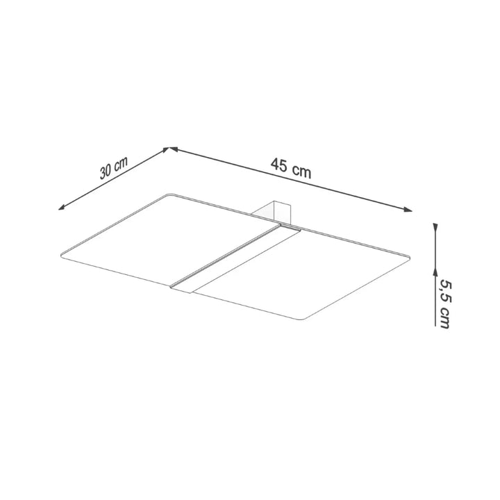 Luminaire plafonnier azalia en verre blanc met minimaliste 45x30x5,5 cm, idéal comme plafonnier fonctionnel pour chambre à coucher
