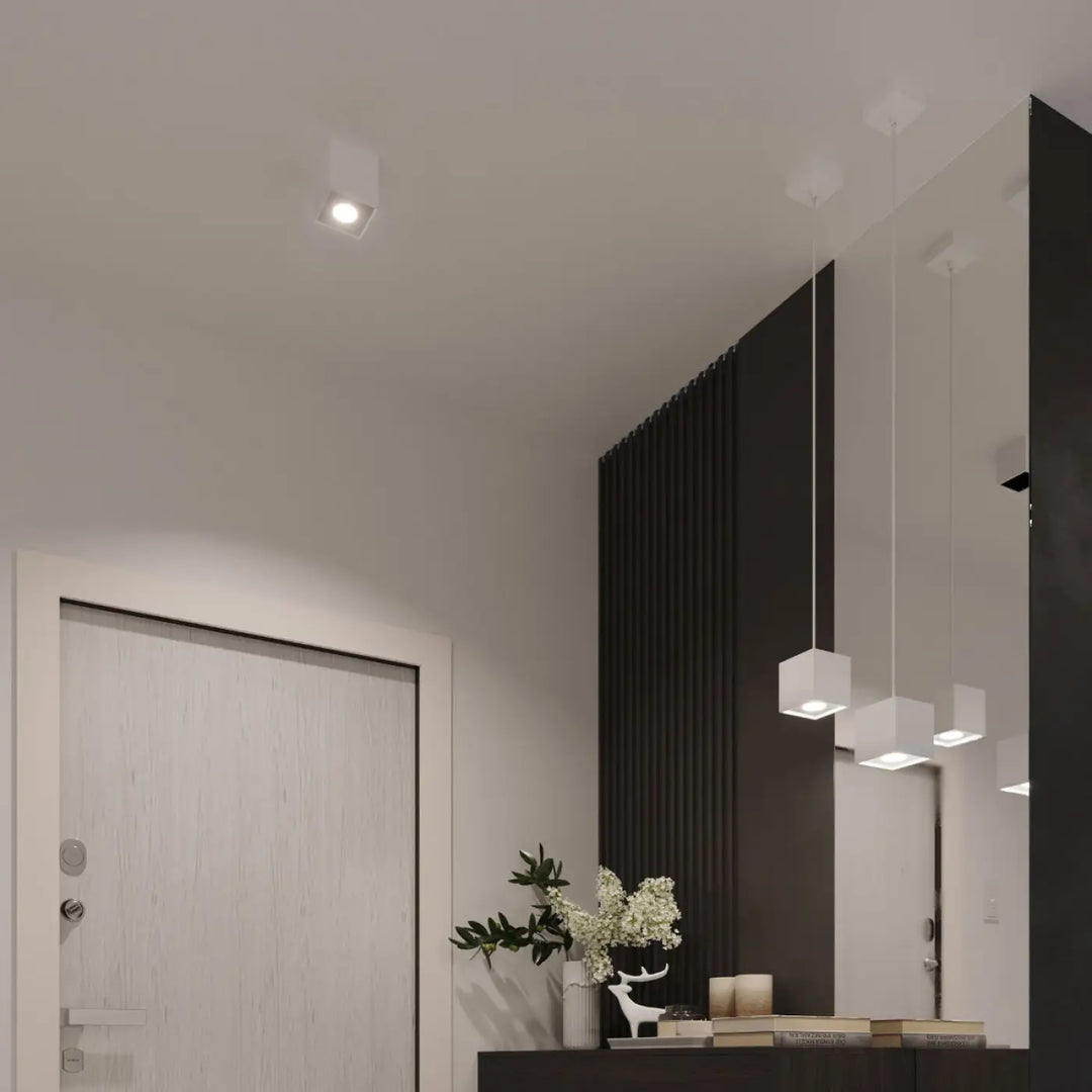 Plafonnier quad blanc en forme de cube moderne monté individuellement pour une magnifique décoration intérieure