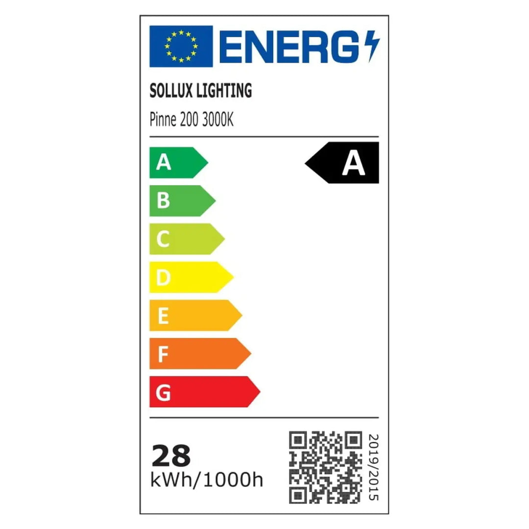 Luminaire plafonnier pinne 200 blanc avec module led 3000k et label energie a pour paramètres d’éclairage optimaux