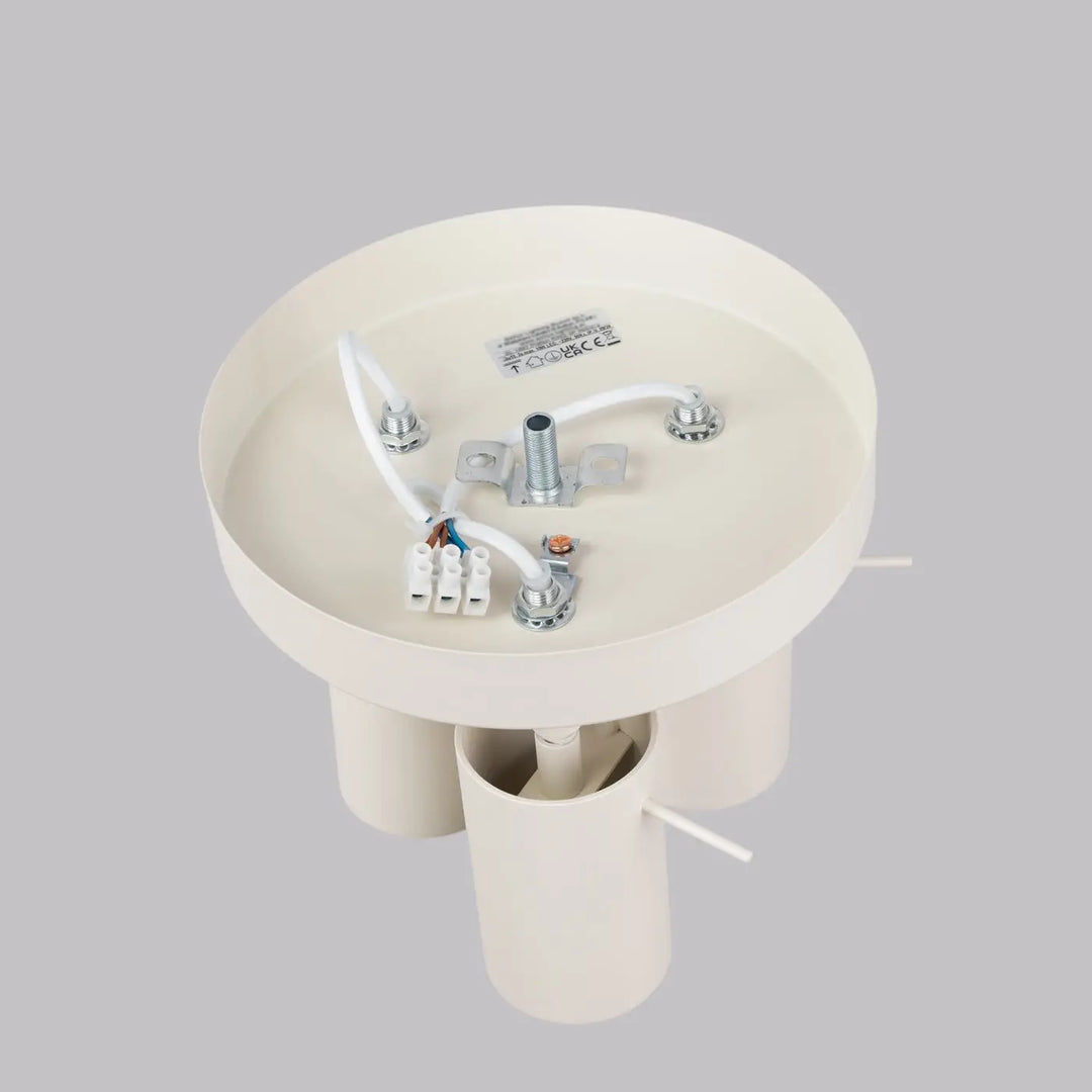 Luminaire plafonnier ring 3p beige avec lampe ring minimalisme moderne et éclairage flexible en métal et câblage apparent