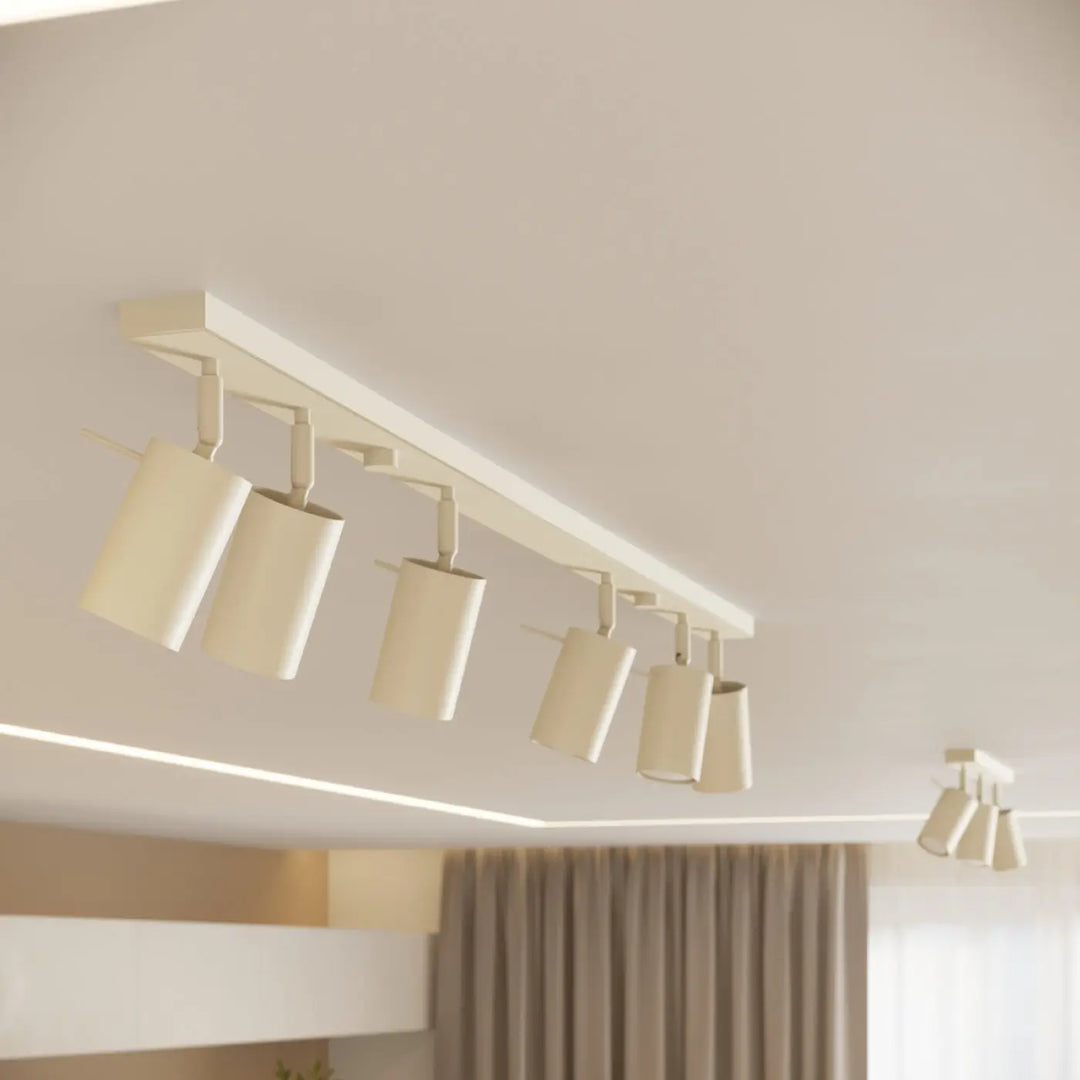 Luminaire plafonnier ring 3p beige avec lampe ring aux lignes minimalisme moderne pour un éclairage flexible