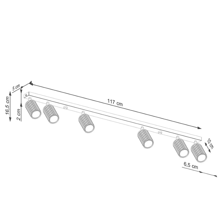 Luminaire plafonnier karbon 6l blanc en métal argenté avec cinq ampoules gu10 interchangeables design minimaliste