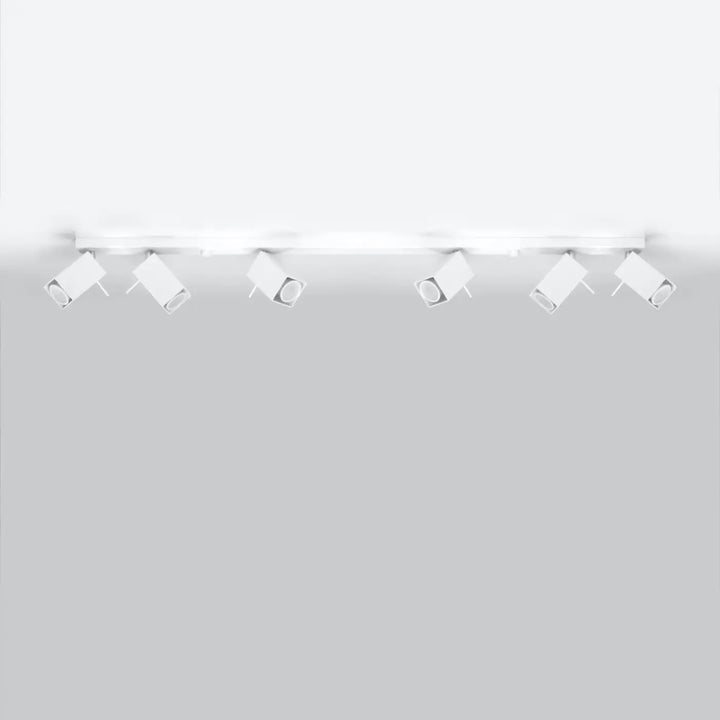 Plafonnier moderne merida 6l blanc avec têtes réglables pour diriger précisément le flux lumineux au plafond