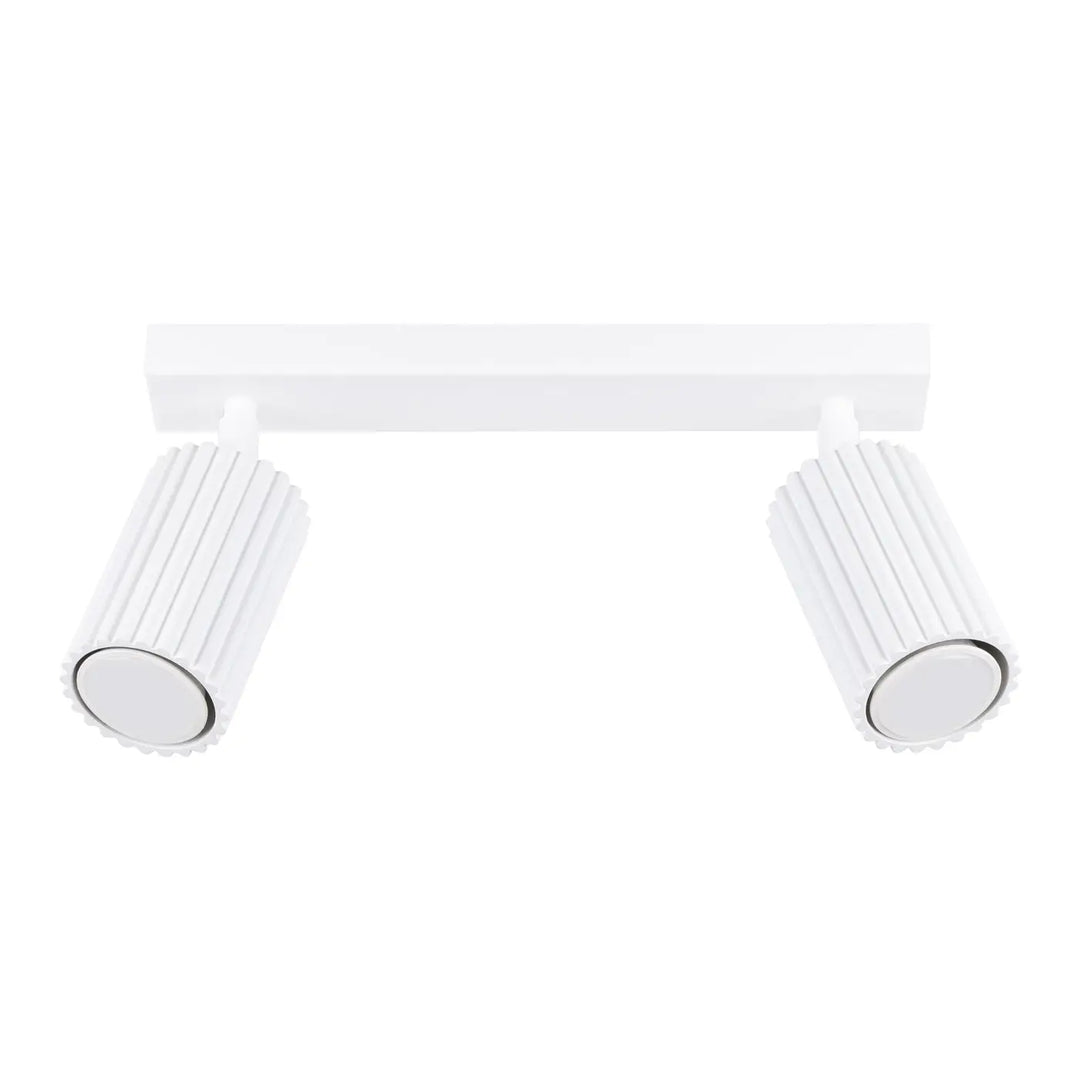 Plafonnier karbon 2 blanc avec double tête et ampoules gu10 interchangeables design minimaliste en aluminium fluté