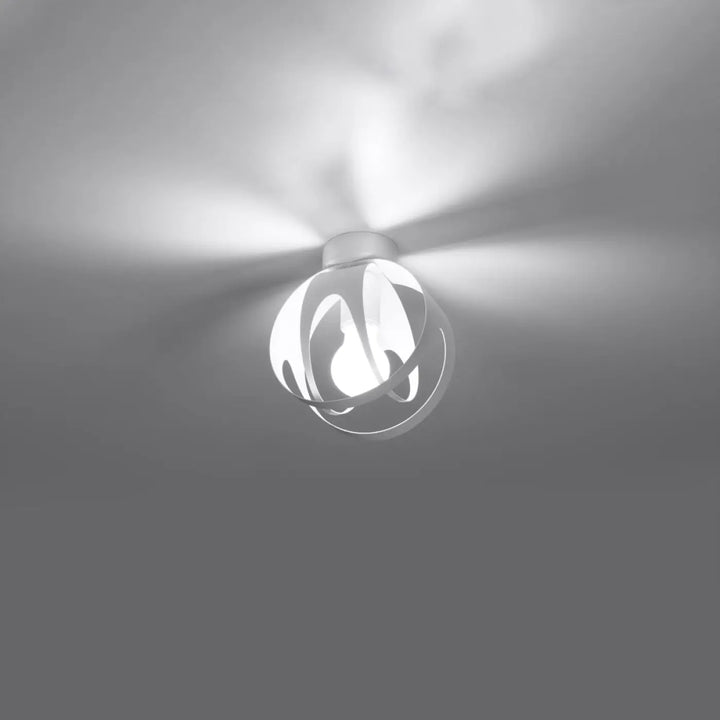Luminaire plafonnier tulos blanc avec design sculpté et découpes fluides pour lampes tulos et points lumineux suspendus