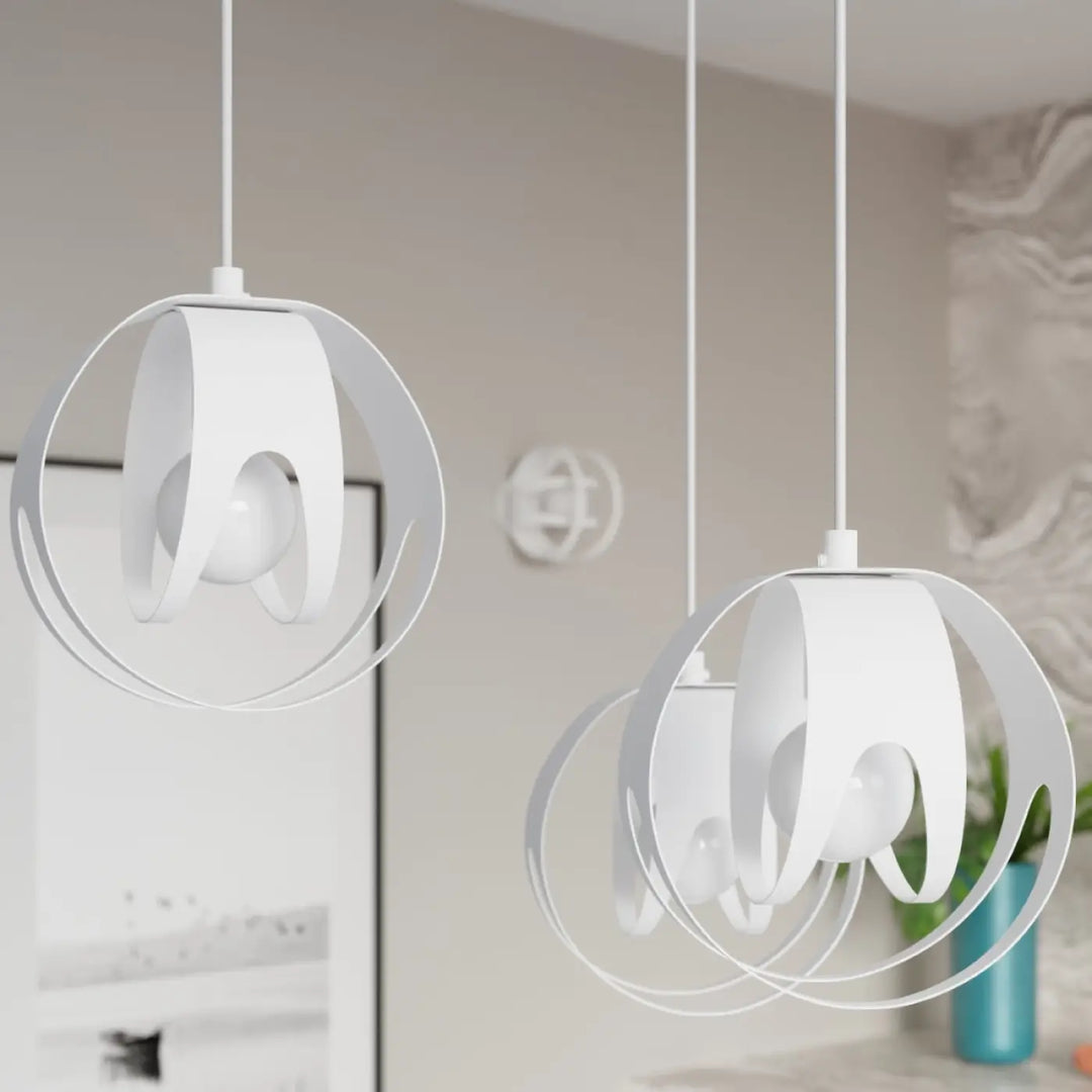 Luminaire plafonnier tulos blanc avec lampes tulos et points lumineux suspendus en métal minimaliste brise d’avant-garde exceptionnelle