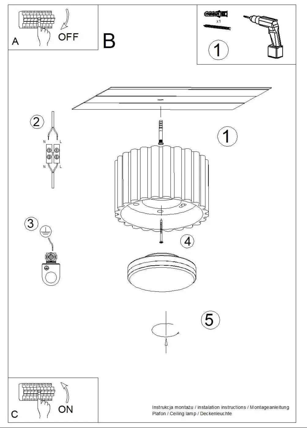 Luminaire plafonnier aura 1 blanc avec forme unique inspirée et abat-jour cylindrique nervuré en suspension plafond