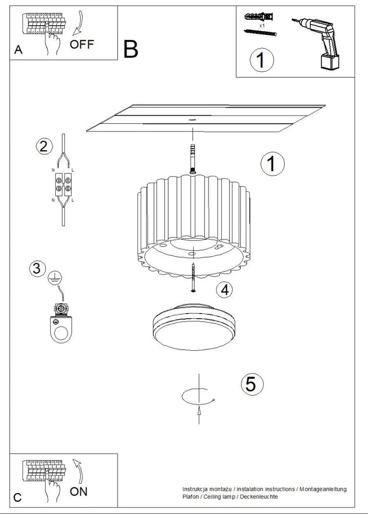 Luminaire plafonnier aura 1 blanc avec forme unique inspirée et abat-jour cylindrique nervuré en suspension plafond